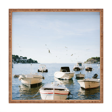 raisazwart Boats of Hvar Croatia ocean Square Tray