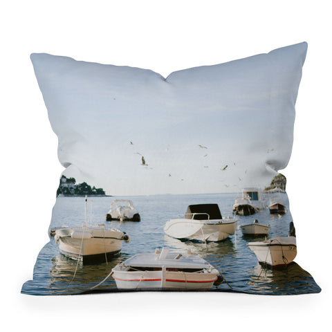 raisazwart Boats of Hvar Croatia ocean Throw Pillow