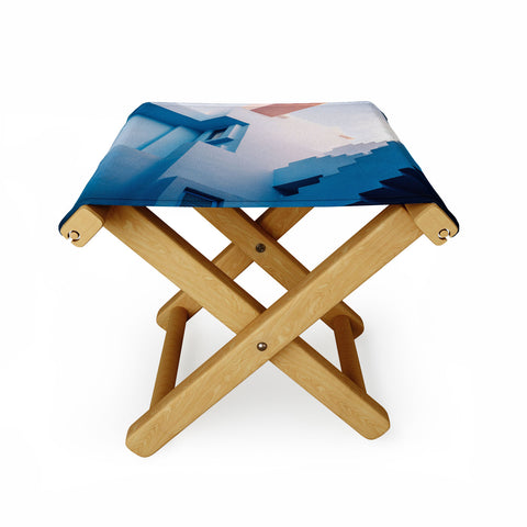 raisazwart Muralla Roja blue and pink geo Folding Stool