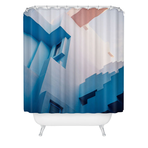 raisazwart Muralla Roja blue and pink geo Shower Curtain
