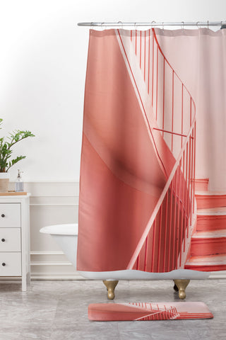 raisazwart Pink Pastel colored stairs Shower Curtain And Mat