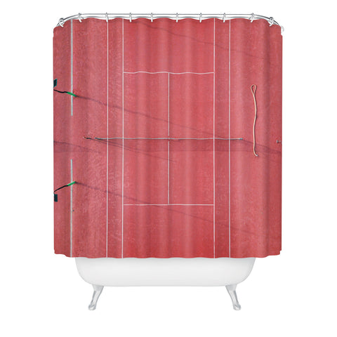 raisazwart Pink tennis court at sunrise Shower Curtain