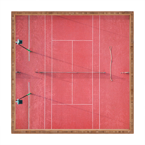 raisazwart Pink tennis court at sunrise Square Tray