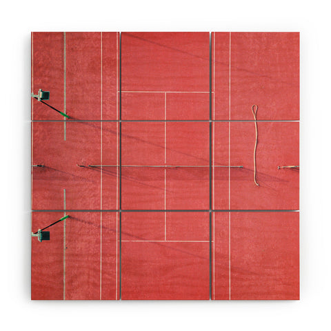 raisazwart Pink tennis court at sunrise Wood Wall Mural