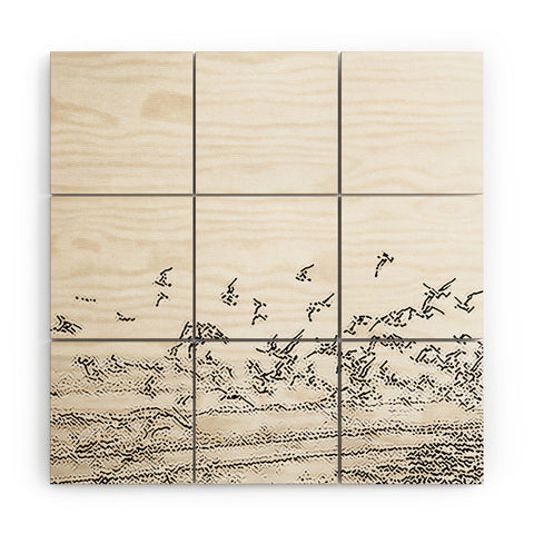 raisazwart Seagulls Coastal Wood Wall Mural