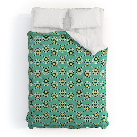 Raven Jumpo Aqua Bulbs Duvet Cover