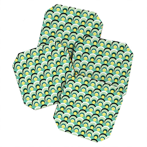 Raven Jumpo Blue Green Scallops Coaster Set