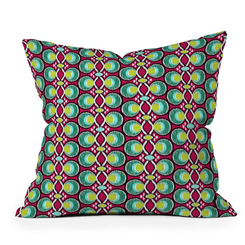 Raven Jumpo Ikat Latice Green Outdoor Throw Pillow