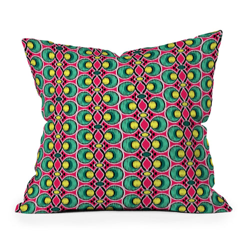 Raven Jumpo Ikat Lattice Magenta Outdoor Throw Pillow