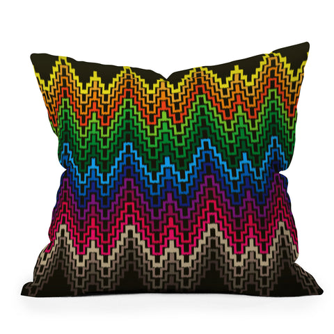 Raven Jumpo Rainbow Ikat Outdoor Throw Pillow