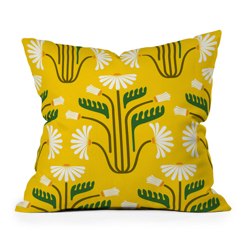 Raven Jumpo Stylised Daisies Outdoor Throw Pillow
