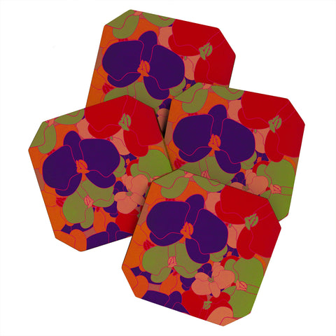 Rebecca Allen Flower Fall Retro Coaster Set