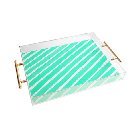 Rebecca Allen Pretty In Stripes Turquoise Acrylic Tray