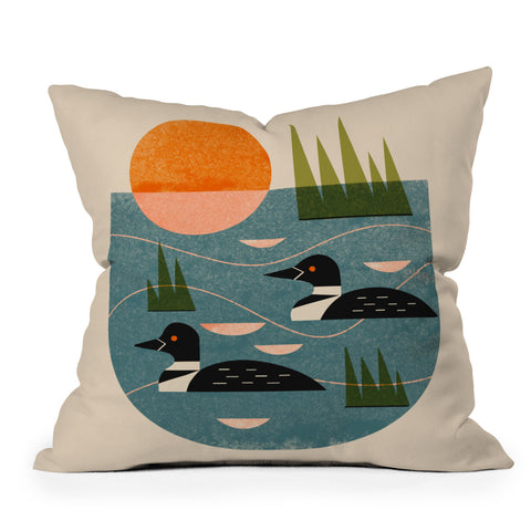 Renea L Thull Loon Lake Outdoor Throw Pillow