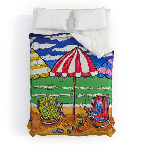 Renie Britenbucher 3 Beach Umbrellas Duvet Cover