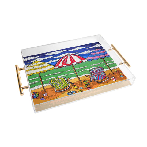 Renie Britenbucher 3 Beach Umbrellas Acrylic Tray