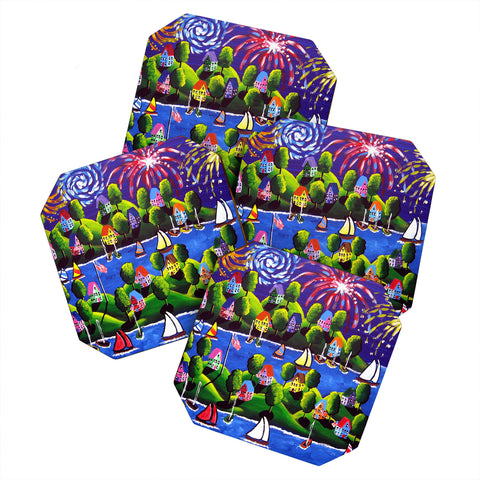 Renie Britenbucher 4th Of July Fireworks Coaster Set
