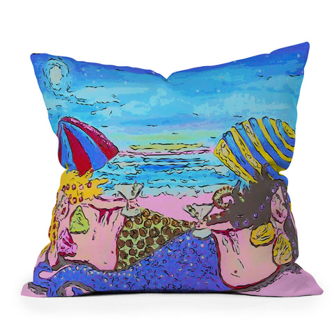 Renie Britenbucher Beached Mermaids Outdoor Throw Pillow