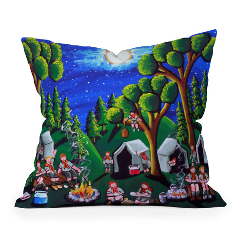Renie Britenbucher Boy Scouts Camp Out Outdoor Throw Pillow