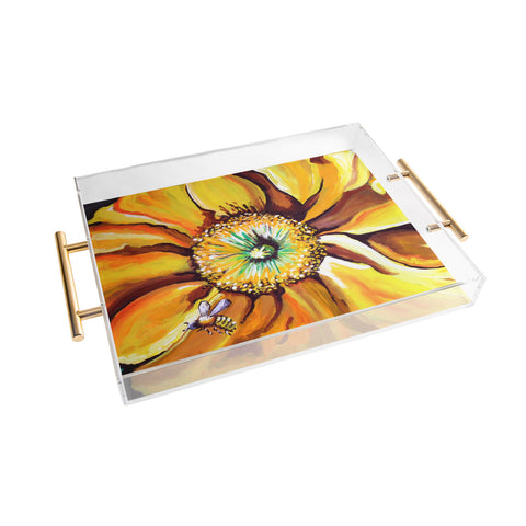 Renie Britenbucher Buzz The Yellow Flower Acrylic Tray