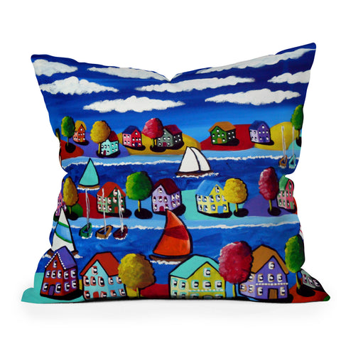 Renie Britenbucher Colorful Day Sailing Outdoor Throw Pillow