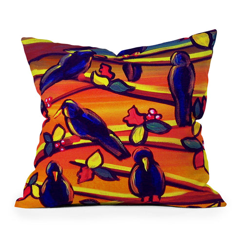 Renie Britenbucher Crows in Sunset Outdoor Throw Pillow