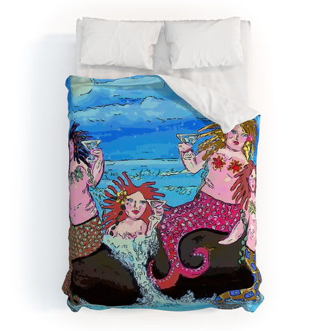 Renie Britenbucher Four Martini Mermaids Duvet Cover