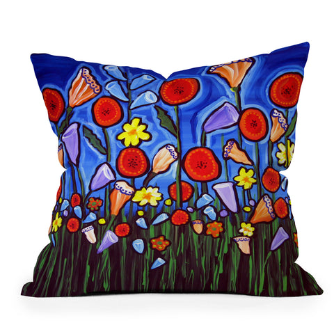 Renie Britenbucher Fun Funky Flowers Outdoor Throw Pillow