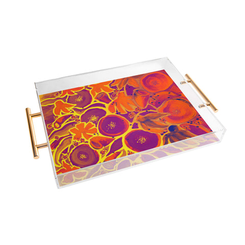 Renie Britenbucher Funky Floral In Orange Acrylic Tray