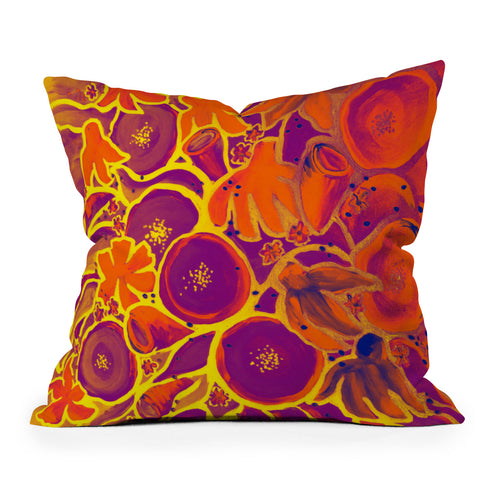 Renie Britenbucher Funky Floral In Orange Outdoor Throw Pillow