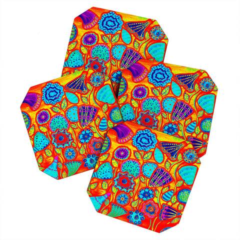 Renie Britenbucher Funky Flowers Bright Coaster Set