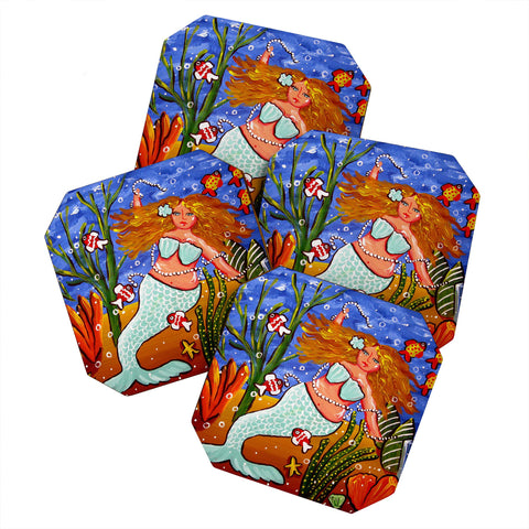 Renie Britenbucher Light Blue Mermaid Coaster Set