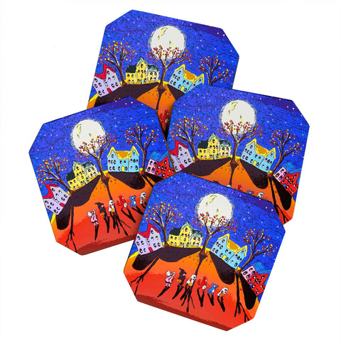 Renie Britenbucher Little Trick Or Treaters Halloween Night Coaster Set