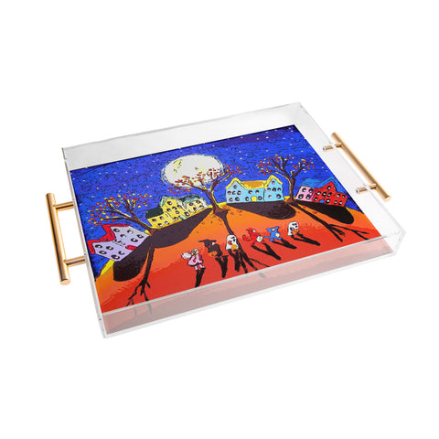 Renie Britenbucher Little Trick Or Treaters Halloween Night Acrylic Tray