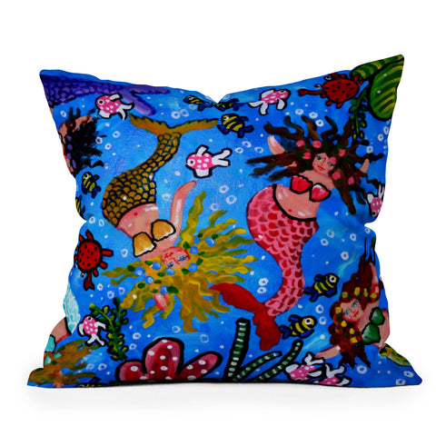 Renie Britenbucher Mermaids 1 Outdoor Throw Pillow
