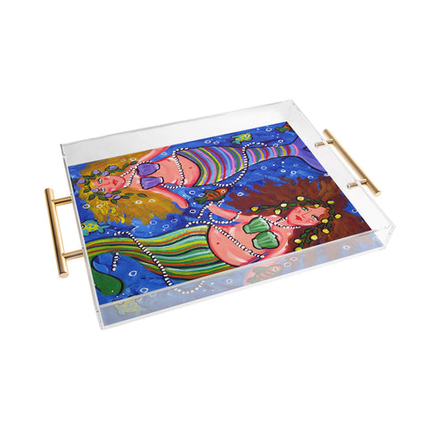 Renie Britenbucher Mermaids In Stripes Acrylic Tray