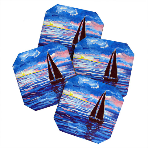 Renie Britenbucher Pink Sunset Sail Coaster Set