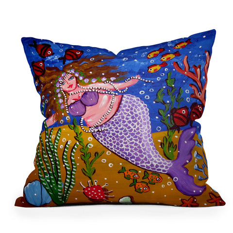 Renie Britenbucher Purple Mermaid Outdoor Throw Pillow