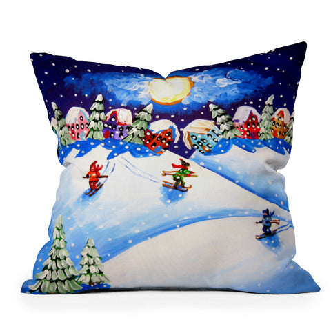 Renie Britenbucher Skiers Outdoor Throw Pillow