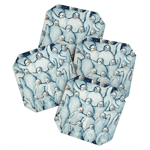 Renie Britenbucher Snowman Family Photo Coaster Set