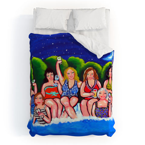 Renie Britenbucher Swimming Pool Divas Happy Hour Duvet Cover