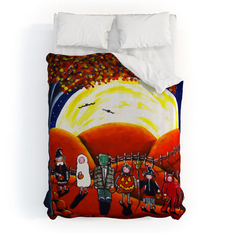 Renie Britenbucher Trick Or Treaters Under A Full Moon Duvet Cover