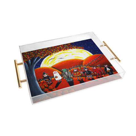 Renie Britenbucher Trick Or Treaters Under A Full Moon Acrylic Tray