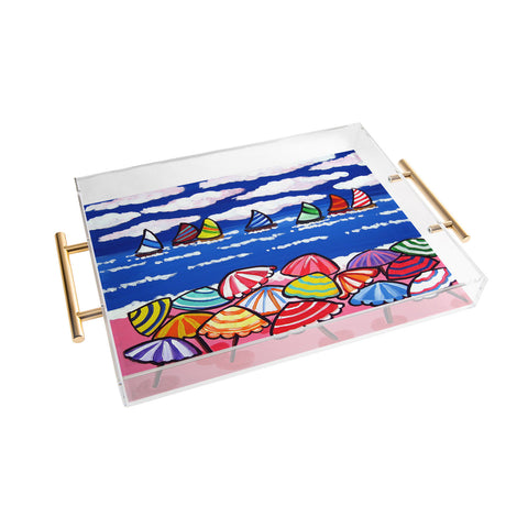 Renie Britenbucher Whimsical Beach Umbrellas Acrylic Tray