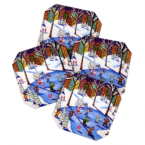 Renie Britenbucher Winter Fun In The City Coaster Set