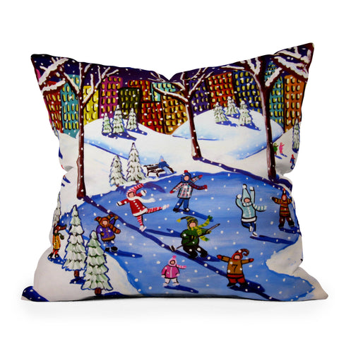 Renie Britenbucher Winter Fun In The City Outdoor Throw Pillow