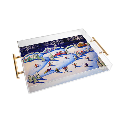 Renie Britenbucher Winter Skiing Fun Acrylic Tray