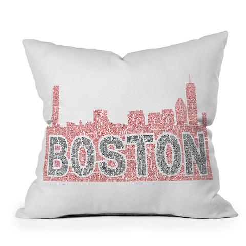 Restudio Designs Boston Skyline Black Letters Outdoor Throw Pillow