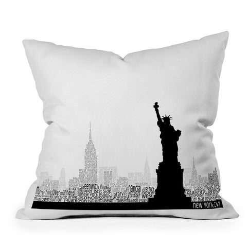 Restudio Designs New York Skyline 5 Outdoor Throw Pillow