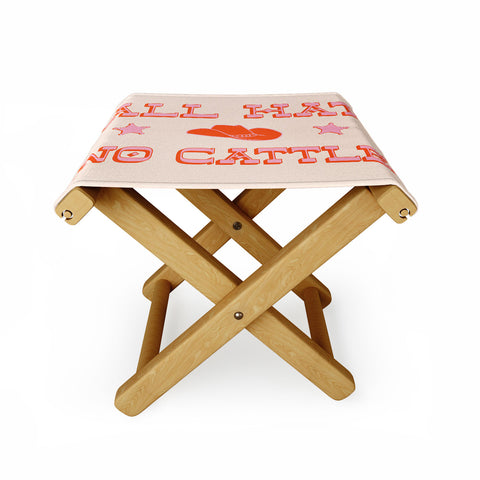 retrografika All hat no cattle in pink Folding Stool